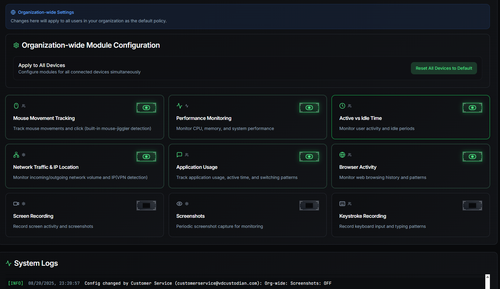 Centralized Admin Control